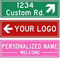 Custom Street Sign Left or Right Arrow, Double Sided/Reflective Option, Personalized Road Address Metal Sign, Customize for Business, Office, Outdoor, Home, Delivery 16''x6''