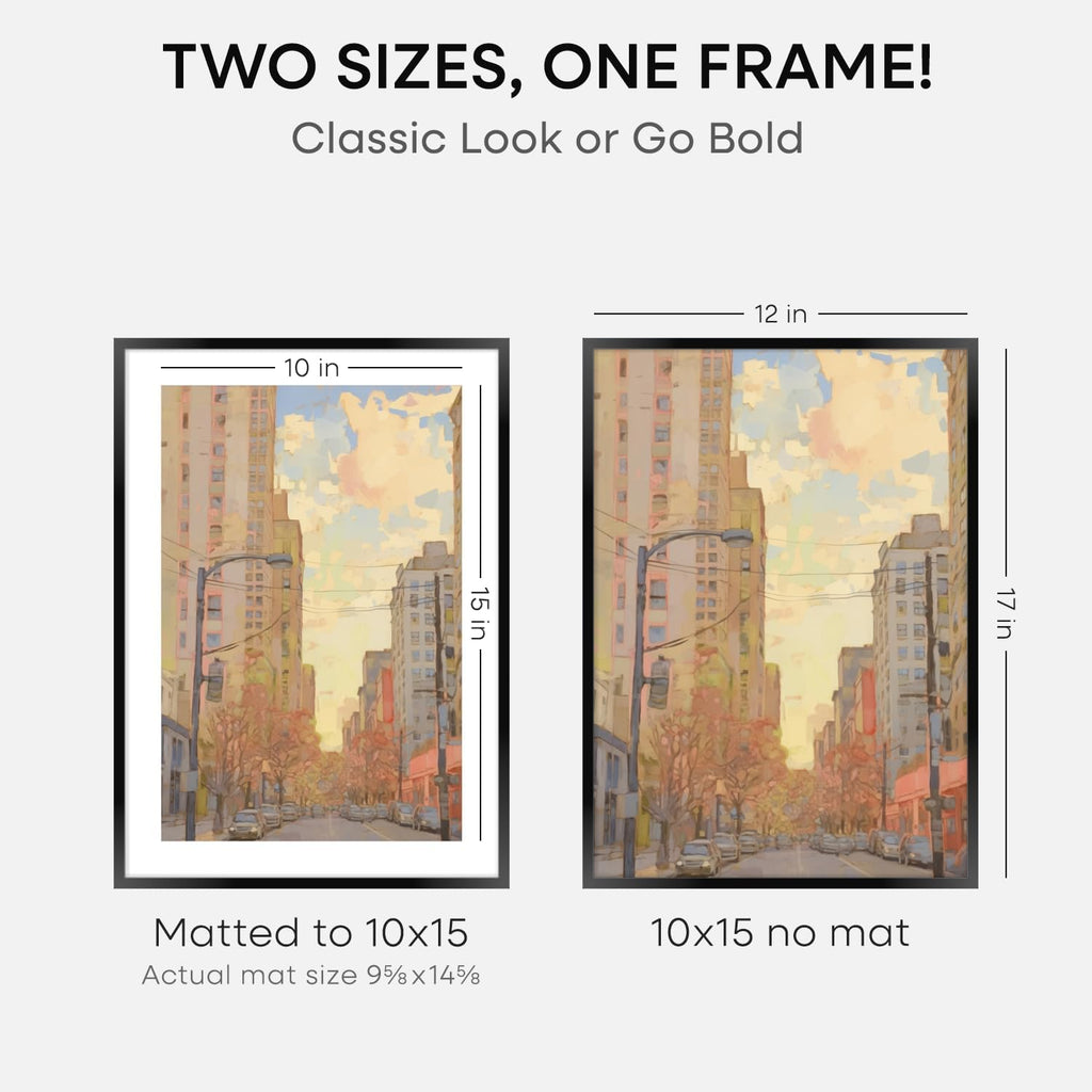 Homeforia 12x17 Picture Frame Black, High End Metal 12x17 Poster Frames with Mat 10x15 for Photo, 12 x 17 Black Frame Matted to 10 x 15 inch Print, 17x12 Thin Frame, Tempered Glass, Wall Kit, Set of 4