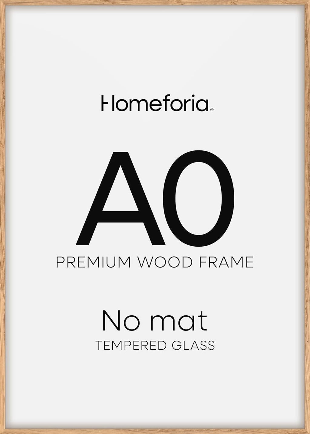 Homeforia A0 Poster Frame Natural Wood, High End Oak 33.1 x 46.8 Large Wooden Picture Frames Matted to 23.4 by 33.1 for Photo, A0 Size Light Wood Frames with Mat A1, Tempered Glass, Wall Kit, Set of 1