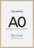 Homeforia A0 Poster Frame Natural Wood, High End Oak 33.1 x 46.8 Large Wooden Picture Frames Matted to 23.4 by 33.1 for Photo, A0 Size Light Wood Frames with Mat A1, Tempered Glass, Wall Kit, Set of 1