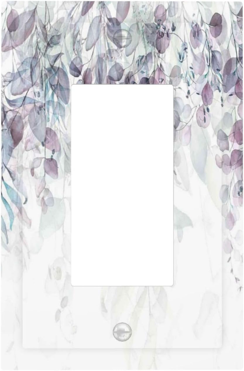 Hazy Leaves Ivy Nature Plants Eucalyptus Leave Decorative Outlet Covers 1 Gang Single Rocker Light Switch Cover Plate Wall Plates GFCI Faceplate for Bedroom Home Decor