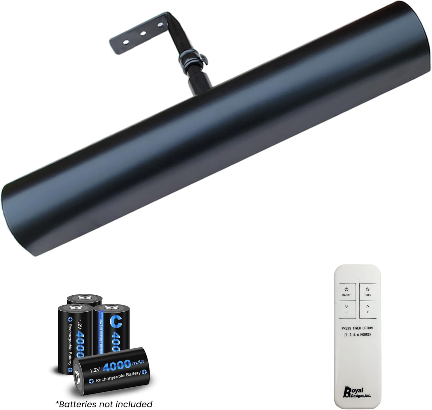 Royal Designs, Inc. Cordless Remote Control LED Picture Light, Dimmable with Timer Function, Black, 14.75 Inches, 2 Pack