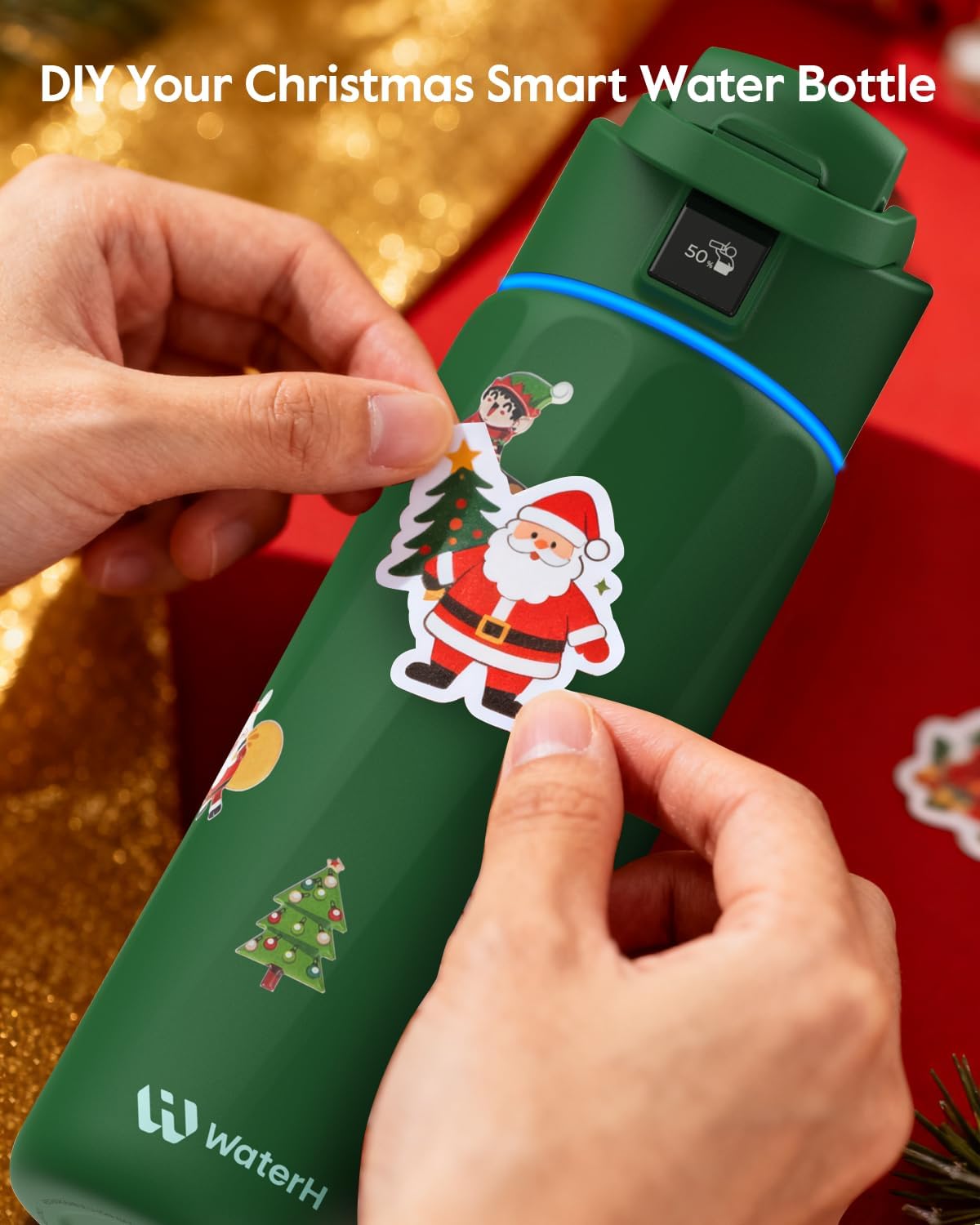 BOOST Smart Water Bottle with Reminder & Tracker, 24oz Vacuum Insulated Bottles Stainless Steel, BPA-Free, Wide Mouth, Ideal Gift for Men, Women, Christmas, New Year, Gym, Office, School