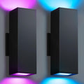 SHIMR Color Changing Outdoor Wall Lights 2 Pack, Ambiance Up and Down Lights Outdoor, Waterproof Square Smart Porch Lights WiFi APP Control Exterior Light Fixture Home Theater Lighting [ETL Listed]