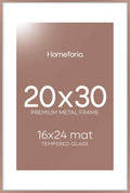 Homeforia 20x30 Poster Frame Mocha, High End Metal 20 x 30 Picture Frames with Mat 16 by 24 inch Photo, 30x20 Large Frame for Wall, 20x30 Thin Frame Matted to 16x24, Tempered Glass, Wall Kit, Set of 1