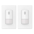 ELEGRP Single Pole Occupancy Motion Sensor Light Switch, PIR Infrared Motion Activated Switch, Need Grounding Wire, No Neutral Wire, for CFL/LED/Incandescent, with Plate, UL(2 Pack, Matte White)
