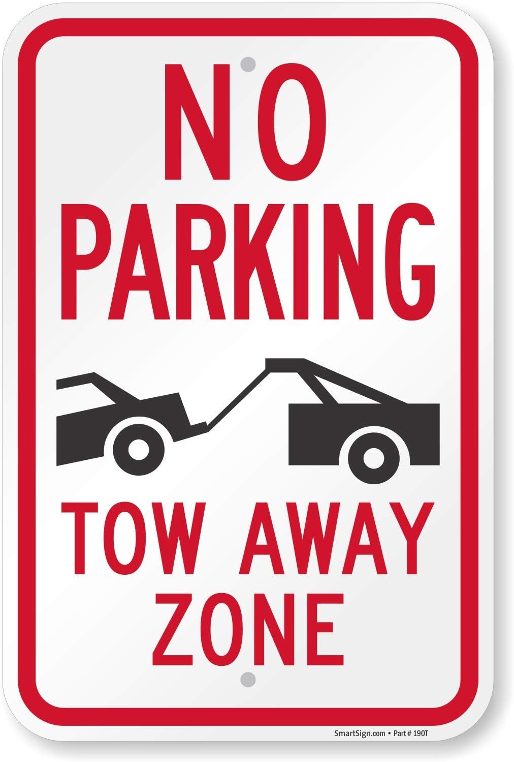 SmartSign - K-1939-AL-12x18 "No Parking - Tow Away Zone" Sign | 12" x 18" Aluminum Black/Red on White