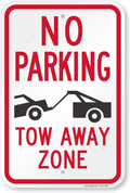 SmartSign - K-1939-AL-12x18 "No Parking - Tow Away Zone" Sign | 12" x 18" Aluminum Black/Red on White
