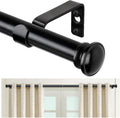 TONIAL Curtain Rod 32 to 115 Inch(2.6-9.6ft), Telescoping Splicing Drapery Rods for Windows 83 to 110 Inch(6.9-9.1ft), Decorative 3/4 Single Rod with Small Cap Finial, Black