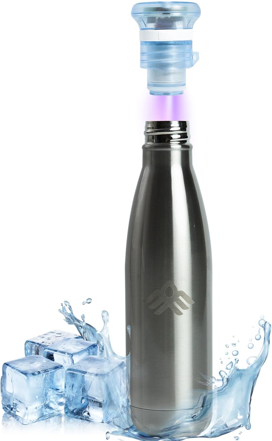 27 oz Smart Self Cleaning Water Large Bottle Platinum 304 Stainless Steel Insulated Light Purifying Bottle LED + Activated-Carbon Filter USB-C Rechargeable BPA-Free for Outdoor & Sports