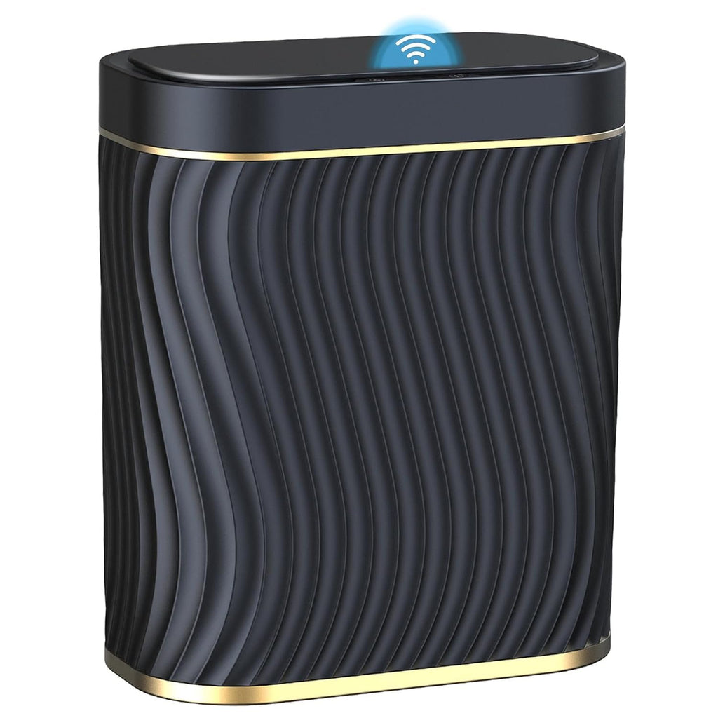 steo spce Automatic Motion Sensor Bathroom Small Trash Can with Lid, 2.6 Gallon Black Touchless Slim Garbage Can, Smart Waterproof Trash Bin for Bedroom, Restroom, Living Room, Office