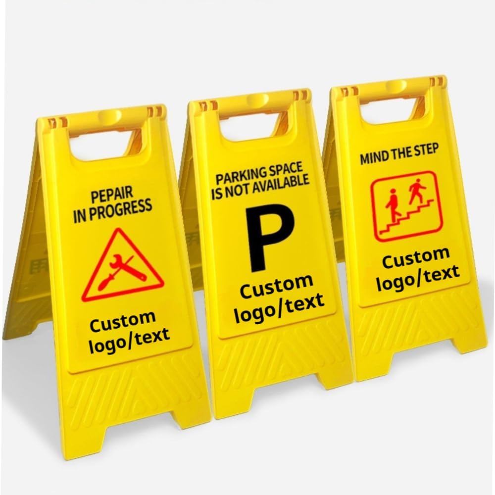 30 Pack Custom No Parking Sign - Personalized Portable Folding Board with Reflective, Writable Surface for Commercial Use (White)