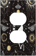 White Cat Tarot Moon Phases Moth Celestial Gothic Outlet Covers 1 Gang Duplex Light Switch Cover Decorative Switch Plates Electrical Receptacle Faceplate Wall Plate for Kids Room Bedroom Decor