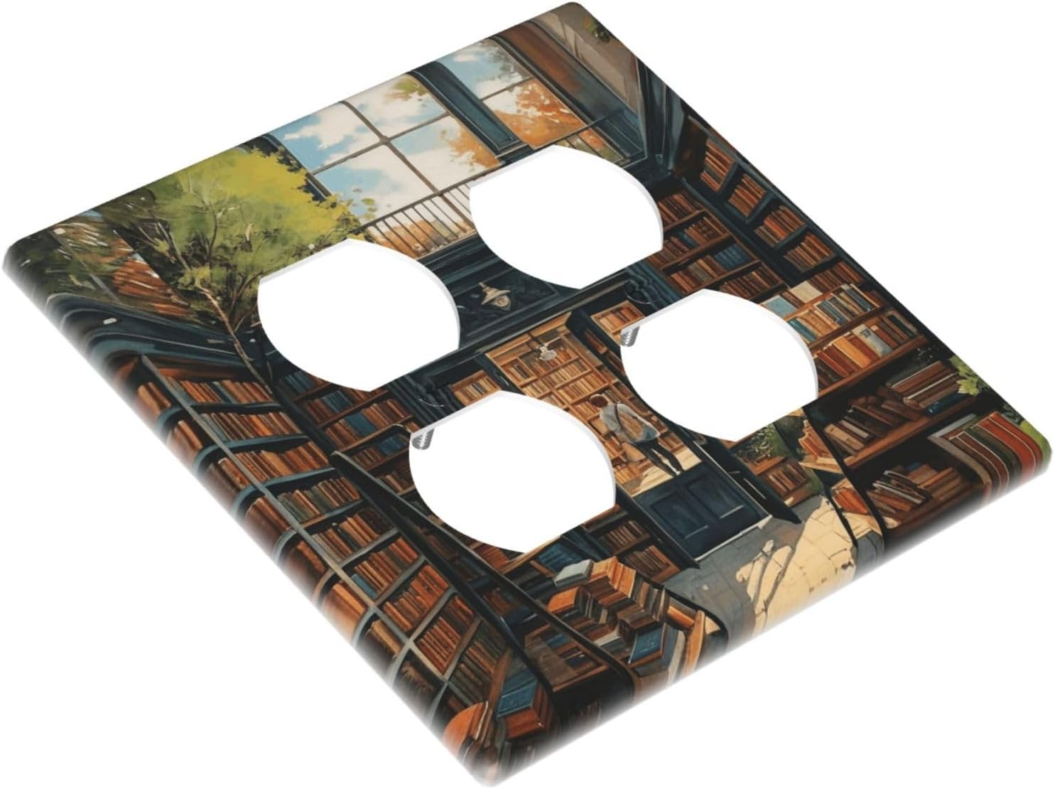 Decorative Outlet Covers Library Books Sunshine 2 Gang Wall Plate Double Duplex Light Switch Cover Switch Plate Covers Faceplate for Bedroom Home Decor