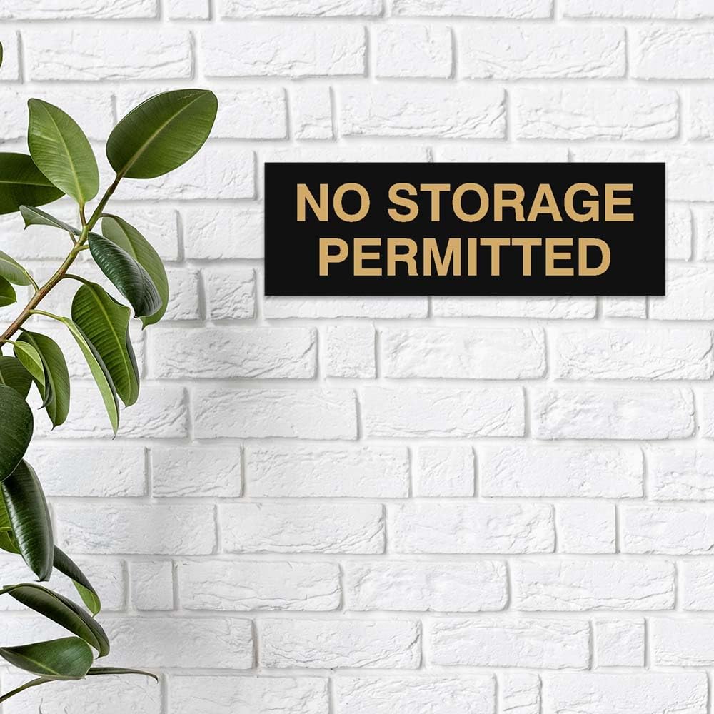 Signs ByLITA Basic No Storage Permitted Sign | Powerful Foam Tape (Brushed Gold) - Small 2 Pack