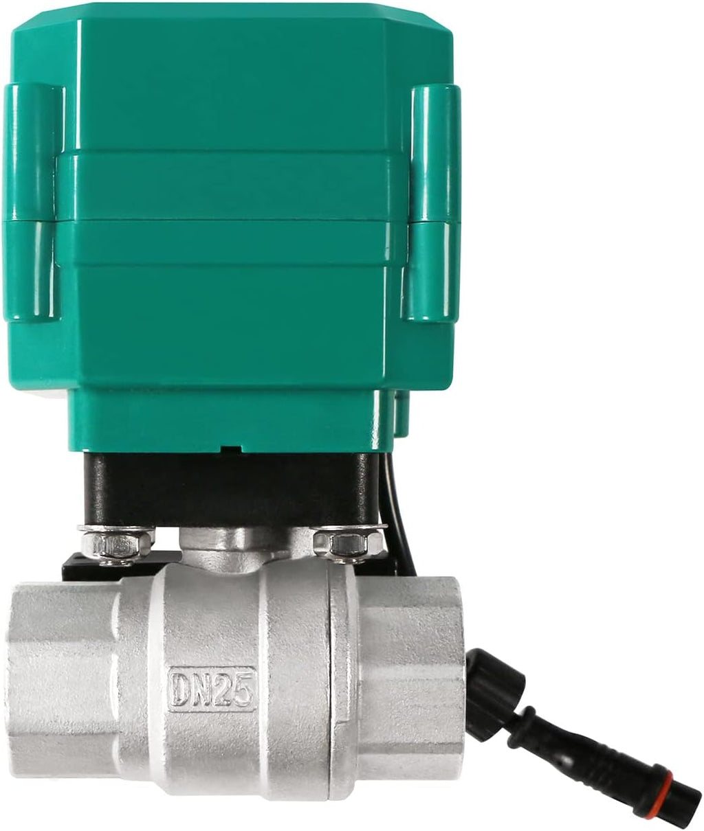 U.S. Solid 1" Smart Motorized Ball Valve - Remote App Mobile Control Stainless Steel Electrical Ball Valve with Manual Switch, 5V DC USB Connection