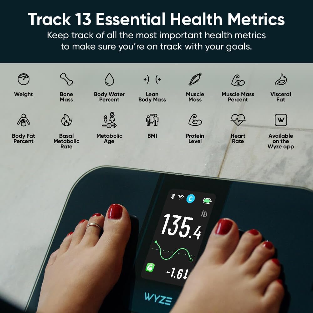 Wyze Scale Ultra, Smart Scale with 4.3" Color Display, Digital Scale for Body Weight BMI Muscle Mass, Heart Rate Monitor, Wi-Fi & Bluetooth Weight Scale with Baby/Pet/Luggage Mode, 400lbs