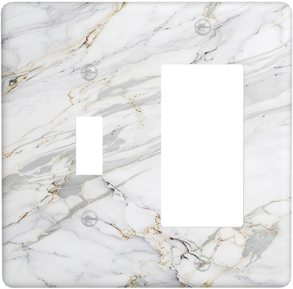 Outlet Covers Gray Gold Marble Abstract Modern Luxury 1 Toggle 1 Rocker Combo Light Switch Cover Plate Decorative Switch Plate Covers Electrical Wall Plate for Bedroom Home Decor