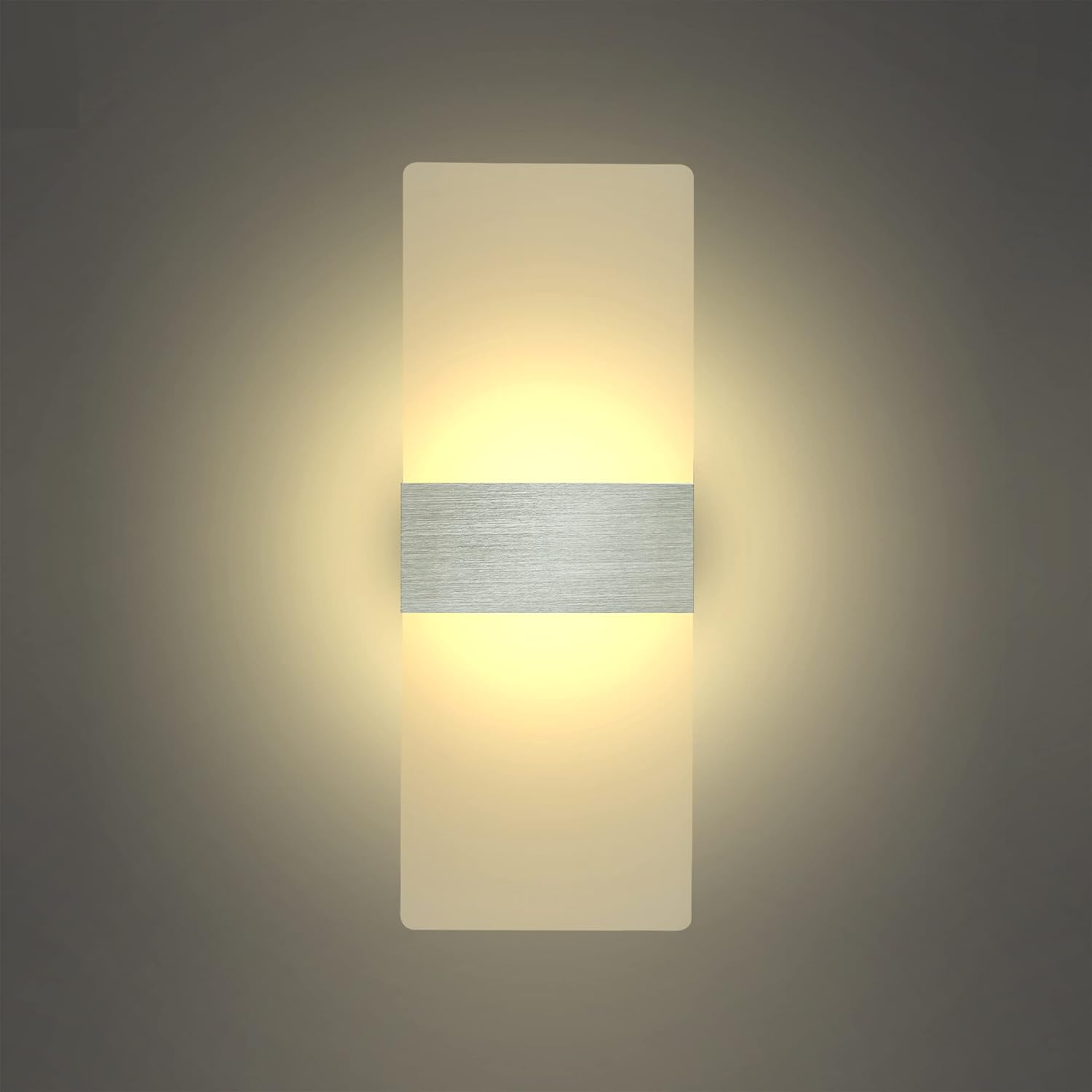 KICAAO Wall Sconces, Modern Wall Sconce Plug in 10W 6000K Cool White Acrylic Wall Lights with 6FT/180cm Plug in Cord and On/Off Switch on The Cord (Warm White 2700K 2Pack)