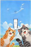 Decorative Light Switch Cover Orange Gray Cute Cat Sky Cloud Cat S Paw 1 Gang Single Toggle Device Electrical Faceplate Switchplates Decorator Outlet Wall Plate For Kids Room Nursery