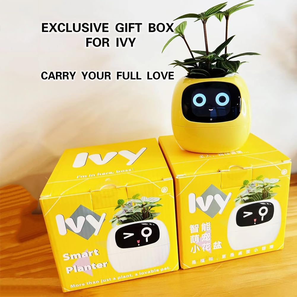 Intelligent Flower Pot, Electronic Bud, Maintenance Plant Assistant, Fun Interactive Flower Pot, Indoor Green Planting Monitoring, LCD Screen Display, Cell Phone APP Connection (Green)