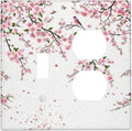 Decorative Outlet Covers Rustic Plum Blossom Pink Flowers 2 Gang Wall Plate Single Toggle Duplex Light Switch Cover Switch Plate Covers Faceplate for Home Bedroom Decor