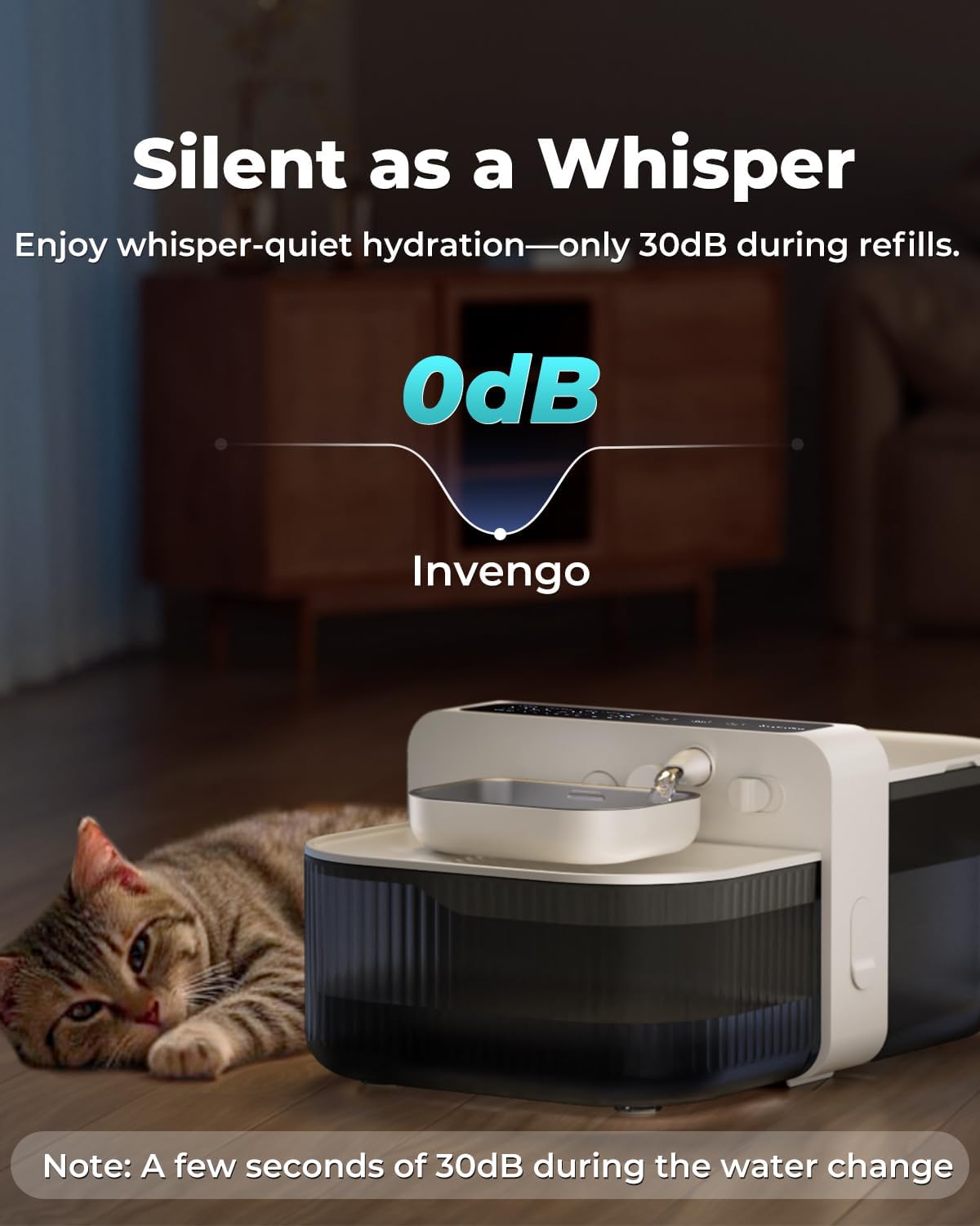 No-Filter Wireless Cat Water Fountain, 3.5L Stainless Steel Pet Fountain for Cats & Dogs – Wastewater Separation, Auto Refill, Ultra-Quiet 3000mAh Battery, Indoor Smart Water Dispenser