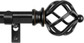 KAMANINA Curtain Rods for Windows 66 to 120 Inch, 3/4 Inch Black Curtain Rod 32 to 115 Inches (2.6-9.6ft) Splicing Adjustable Single Drapery Rod with Twisted Cage Finial