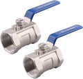 DERNORD Stainless Steel Ball Valve 1PC Type 1.5 Inch NPT Standard Port for Water, Oil, and Gas (Pack of 2)