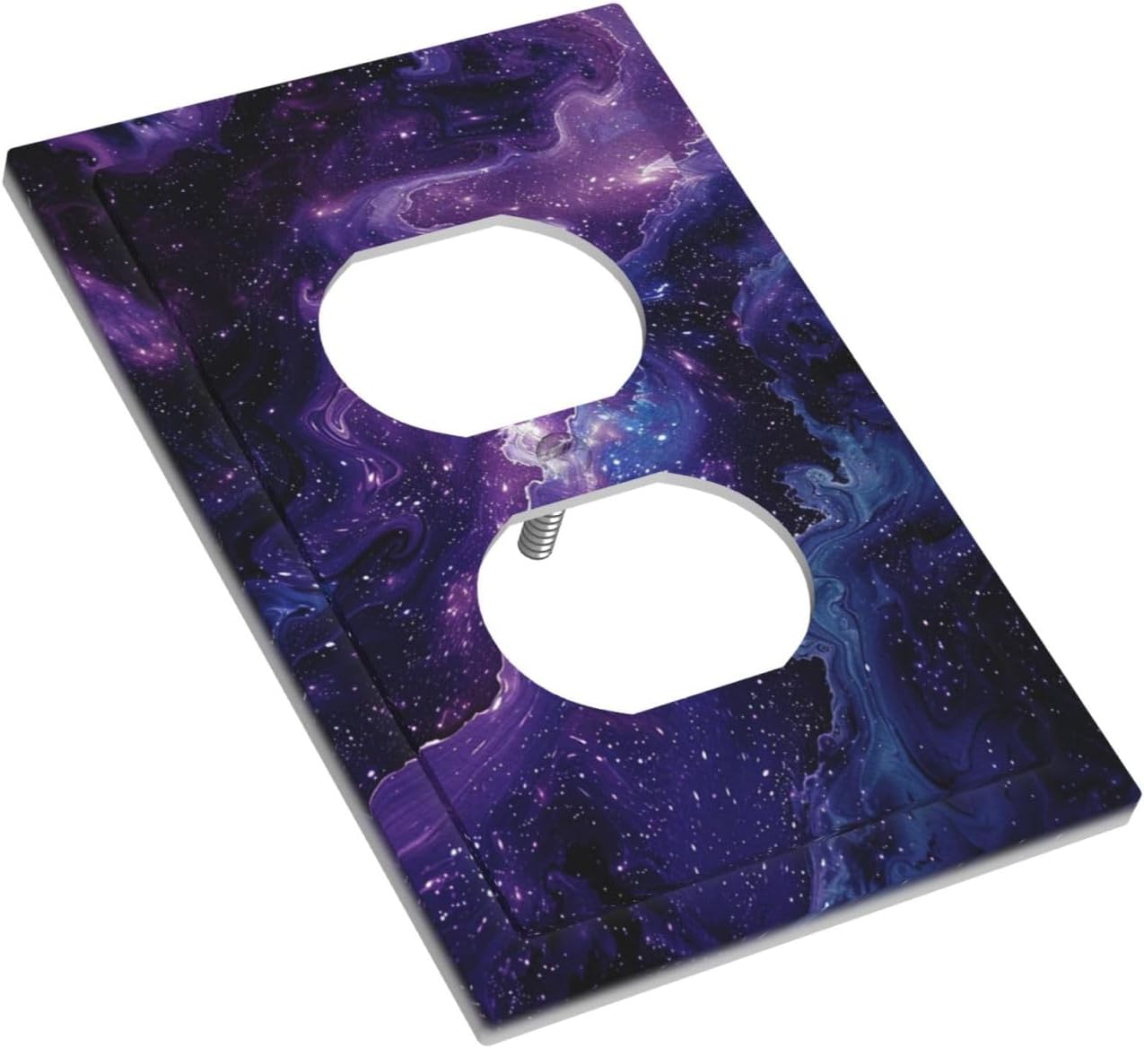 Decorative Outlet Covers Galaxy Universe Outer Space Marble Texture 1 Gang Duplex Light Switch Cover Plate Unique Wall Plate Electrical Switch Plate Covers for Bedroom Home Decor
