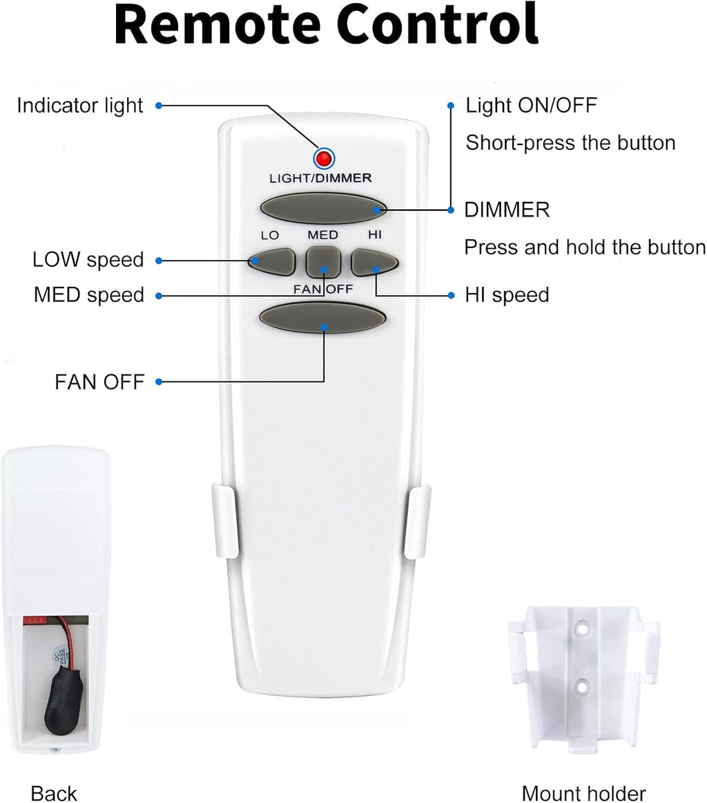 Ceiling Fan Remote Control Kit, Universal Ceiling Fan Remote Control and Light Switch, Ceiling Fan Wall Switch UC9050T, Fan Remote Control Kit Compatible with Hampton Bay Harbor Breeze Hunter