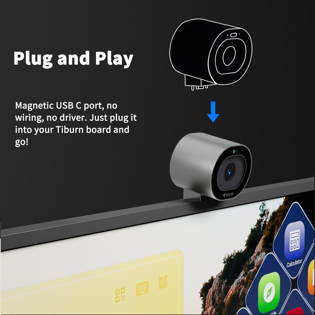 TIBURN R2 75" 4K UHD Smart Board | Smart Digital Whiteboard with TIBURN HQ Eyes S2, 4K Webcam Built-in Mic Auto Framing Auto Tracking