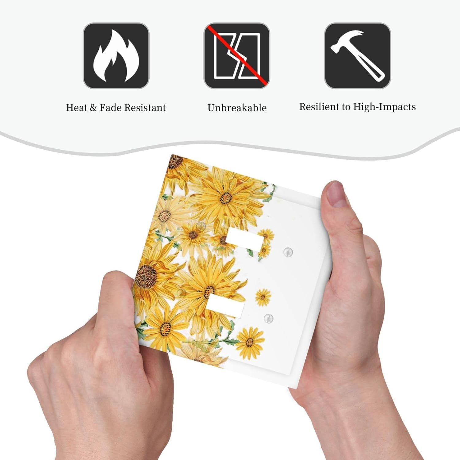 Sunflower Yellow Flowers Floral Decorative Switch Plates 2 Gang Double Toggle Outlet Light Switch Cover Wall Plate Electrical Faceplate for Bed Room Living Room Decor