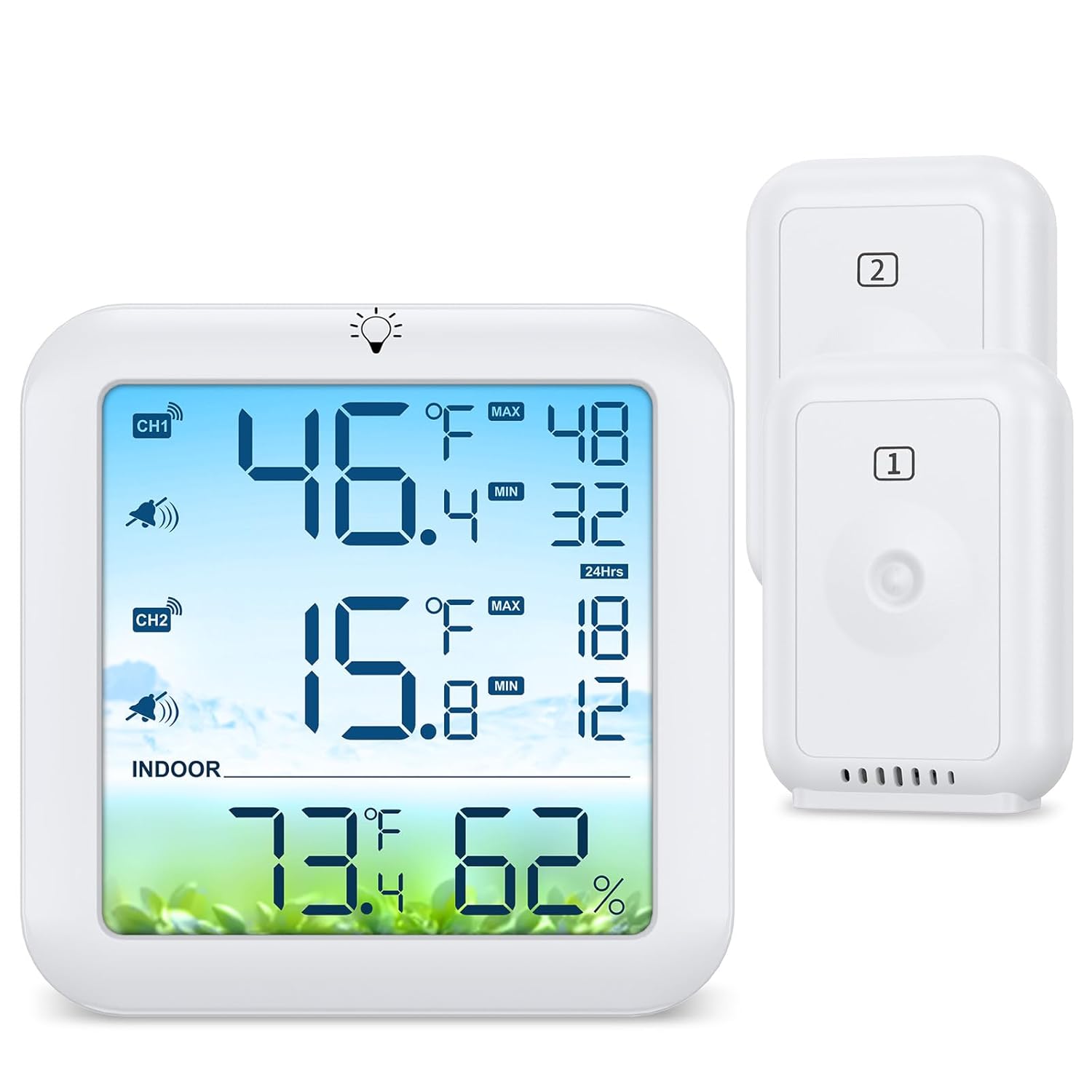 Wireless Fridge and Freezer Thermometer with Alarm, Max/Min Temperature Records Digital Refrigerator Thermometer, 328FT Remote Range, Magnetic & Stand Options for Kitchen Home Restaurant