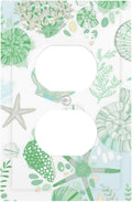 Beach Nautical Starfish Scallop Coral Conch Outlet Covers 1 Gang Duplex Light Switch Cover Decorative Switch Plates Electrical Receptacle Faceplate Wall Plate for Bathroom Home Decor