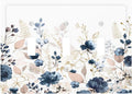 Blue Flora Boho Vintage Flower Golden Leaves Decorative Switch Plates 3 Gang Wall Plate Triple Toggle Light Switch Cover Faceplate Electrical Wall Panels for Bedroom Living Room Decor