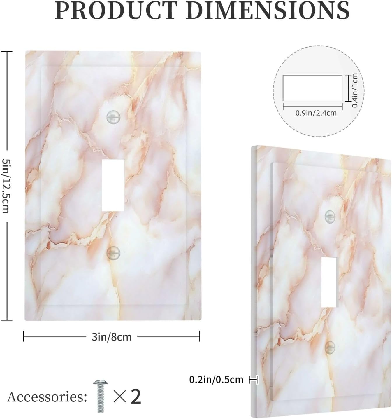 Decorative Light Switch Cover Pink Jade Marble Granite 1 Gang Single Toggle Device Electrical Faceplate Switchplates Decorator Outlet Wall Plate For Bathroom Kitchen Decor