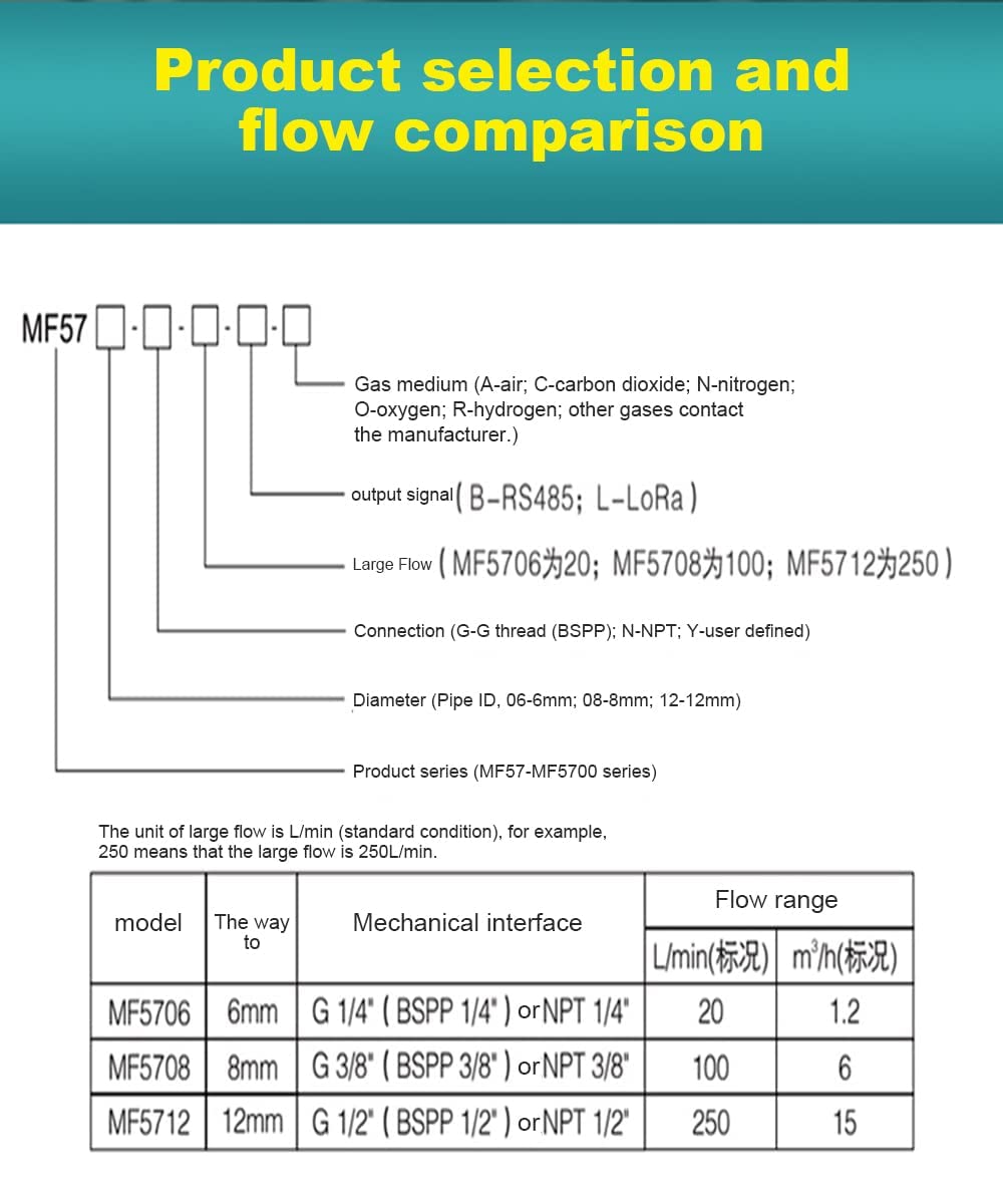 Digital Gas Flow Meter for Air, Portable Gas Mass Nitrogen Oxygen Flow Rate Meter, Compressed Air Digital Display Tester (MF5712 (0-250L/min))
