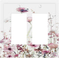 Floral Pink Watercolor Wildflowers Plant Flower Decorative Outlet Covers 2 Gang Double GFCI Rocker Electrical Wall Panels Light Switch Cover Plate for Bedroom Living Room Decor