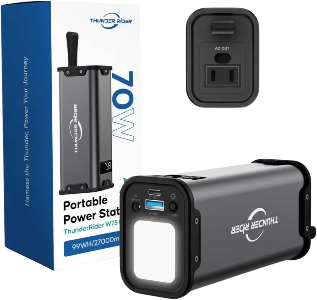 Portable Power Station 99Wh 27000mAh Camping Lithium Battery Large Power Bank with AC Outlet 70W for Home Backup Outdoor Emergency RV Van Hunting