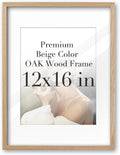 iHery Standard 12x16in Truly Natural OAK Wood Beige Color Picture Frame with High Transparency Acrylic Glass Thickened Backboard, Photo Frames Minimalistic Design Narrow Border 1Pack