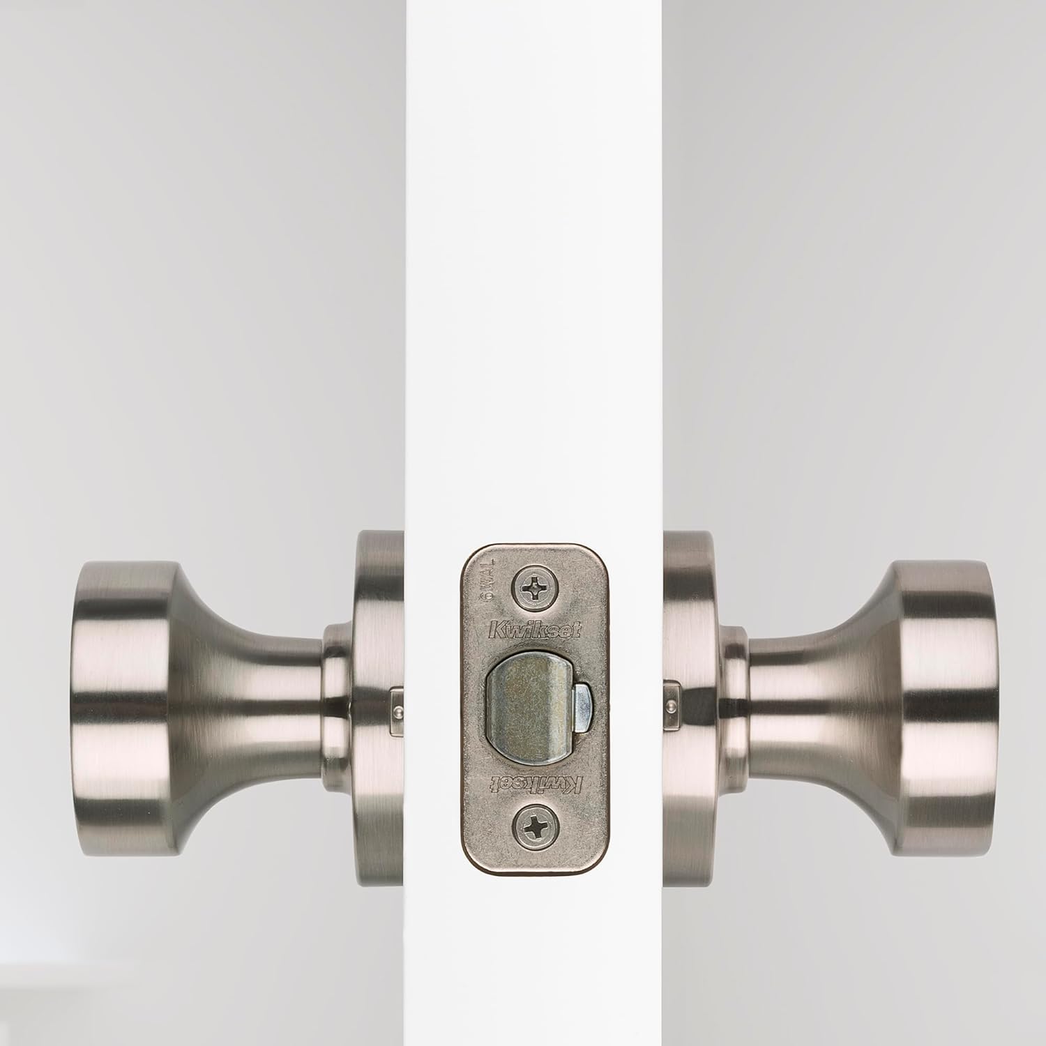 Kwikset Pismo Door Knob Set, 10 Pack with 5 Non-Locking Passage and 5 Locking Keyless Privacy Handles, with Round Rose, Featuring Microban Protection in Satin Nickel