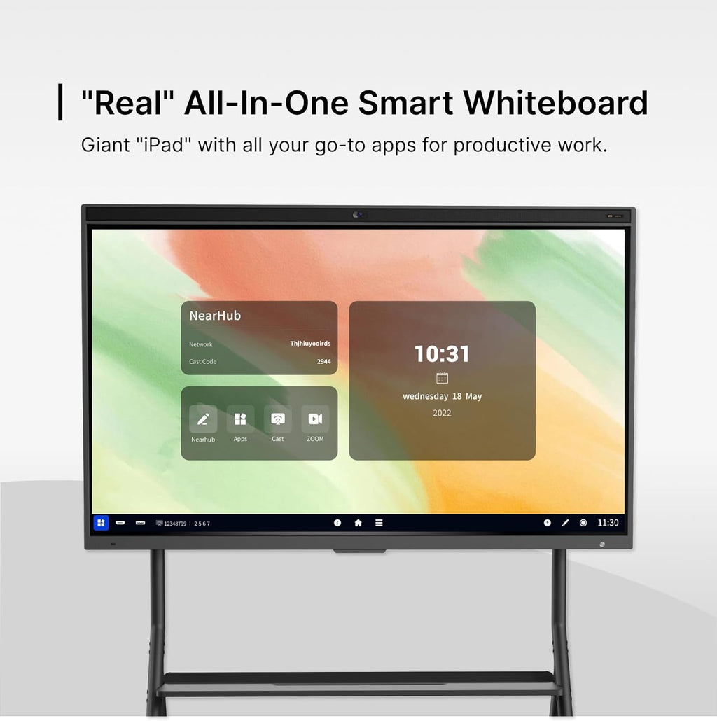NearHub Interactive Smart Board, 65 Inch, 4K UHD Touch Screen, Built in 4K Camera & 24-mic Array, All-in-One Whiteboard for Classroom and Business with Android OS and Open App Ecosystem (Board+Stand)