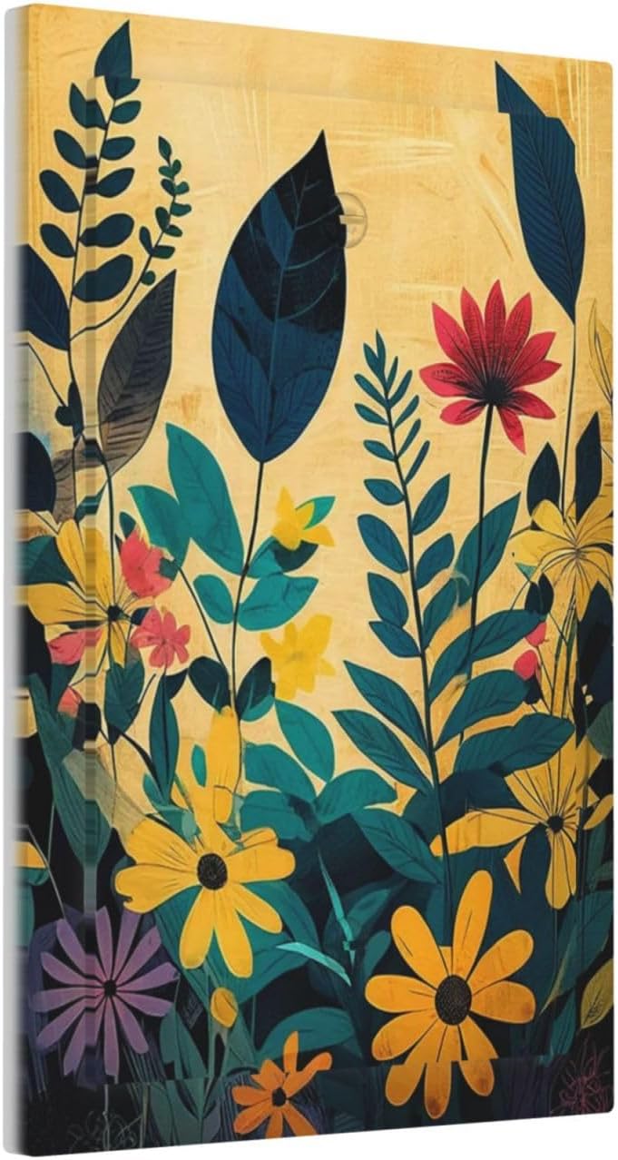 Abstract Minimalist Floral Botanical Boho Flower 1-Gang No Device Blank Wallplate Electrical Light Switch Covers Decorative Receptacle Face Plate Cover for Bathroom 5 X 3 IN