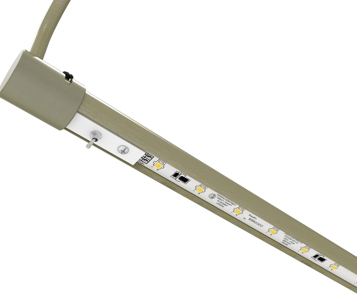 Cocoweb 16 Inch Tru-Slim Antique Brass Picture Light - LED, 2700K, Adjustable Arm, Plug-in, Toggle Switch, Sleek and Compact Design