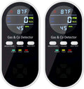 5-in-1 Upgraded Gas & Carbon Monoxide Detectors Plug in, Combination Natural Gas Detector and Carbon Monoxide Detector with ℉, Humidity and Sound, Brightness Control, Holds 9V Battery (not Included)
