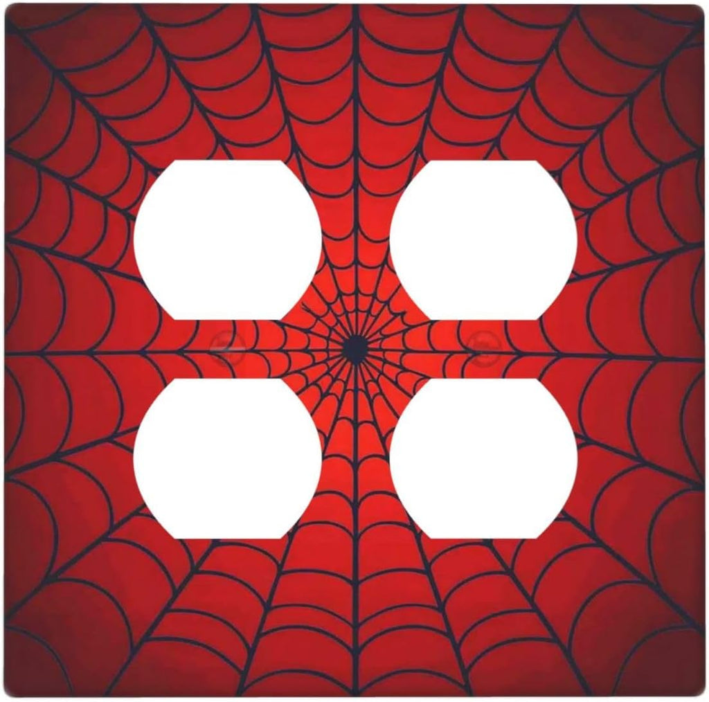 Red Spider Web Black Line Simplicity Outlet Covers 2 Gang Double Duplex Decorative Light Switch Covers Electrical Wallplates Socket Faceplate For Kids Room Home Decor