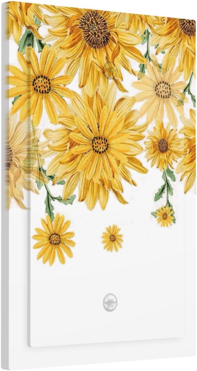 Sunflower Yellow Flowers Floral Light Switch Cover Plate 1 Gang No Device Blank Electrical Wall Plates Faceplate Decorative Switch Plate for Bed Room Living Room Decor
