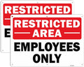 T&R Restricted Area Sign Employees Only Sign - 2 Pack - 14 x 10 Inches Rust Free .040 Aluminum - UV Protected, Waterproof, Weatherproof and Fade Resistant - 6 Pre-drilled Holes