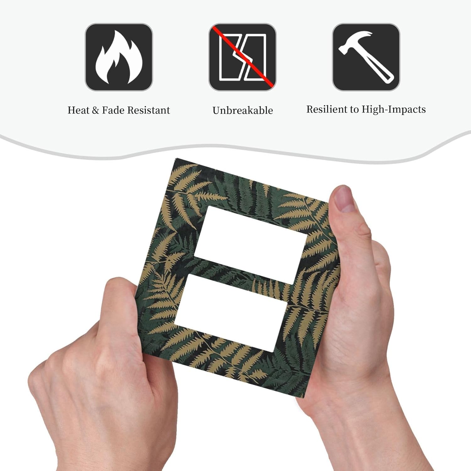Decorative Outlet Covers Botanical Fern Green Leaf Forest 2 Gang Double Gfci Rocker Electrical Wall Panels Light Switch Cover Plate For Bed Room Home Decor